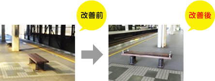 桑園駅ホームのベンチ