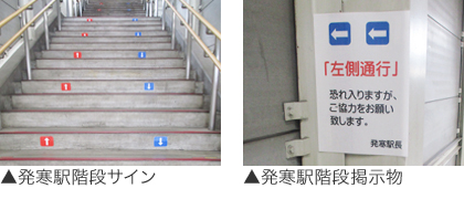 発寒駅階段サイン、掲示物