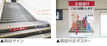 階段サイン、階段付近ポスター