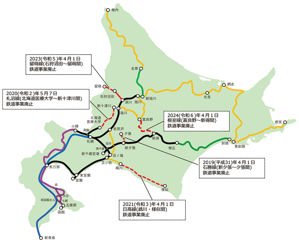 当社単独では維持困難な線区図