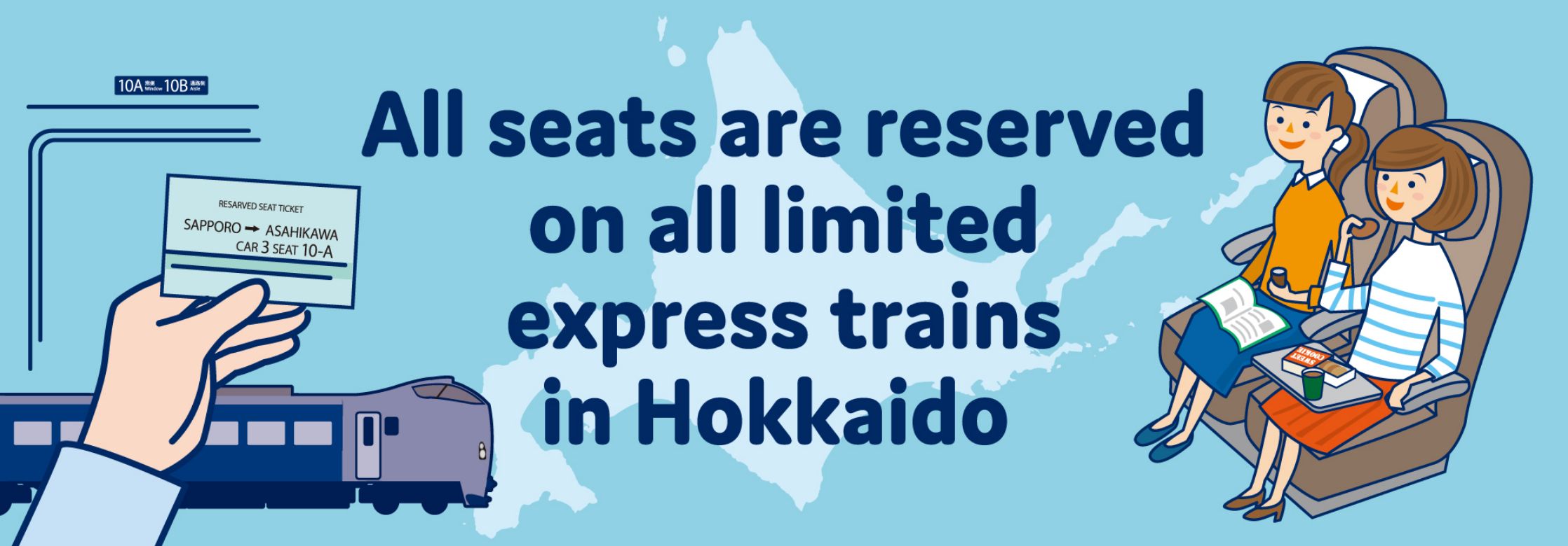 All seats are reserved on all limited express trains in Hokkaido