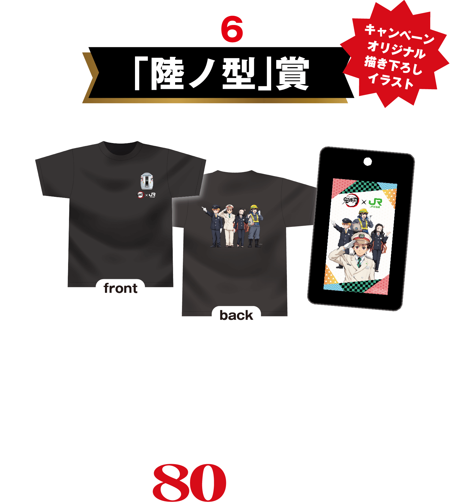 スタンプ6つ獲得「陸ノ型」賞 キャンペーンオリジナル描き下ろしイラスト JR北海道描き下ろしイラストデザイン Tシャツ&パスケース Tシャツ/フリーサイズ、パスケース/横4cm×縦7cm 80名さま