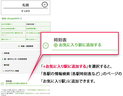 お気に入り駅機能