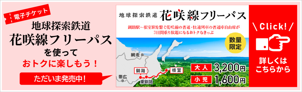 【電子チケット】地球探索鉄道花咲線フリーパスを使っておトクに楽しもう！