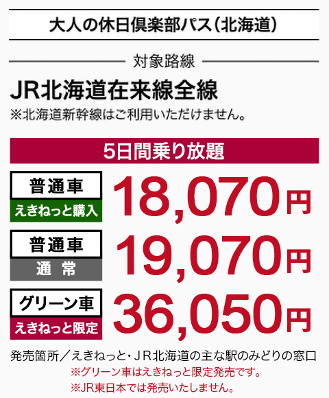 大人の休日倶楽部パス（北海道）