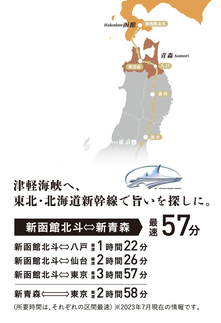 津軽海峡へ、東北・北海道新幹線で旨いを探しに。